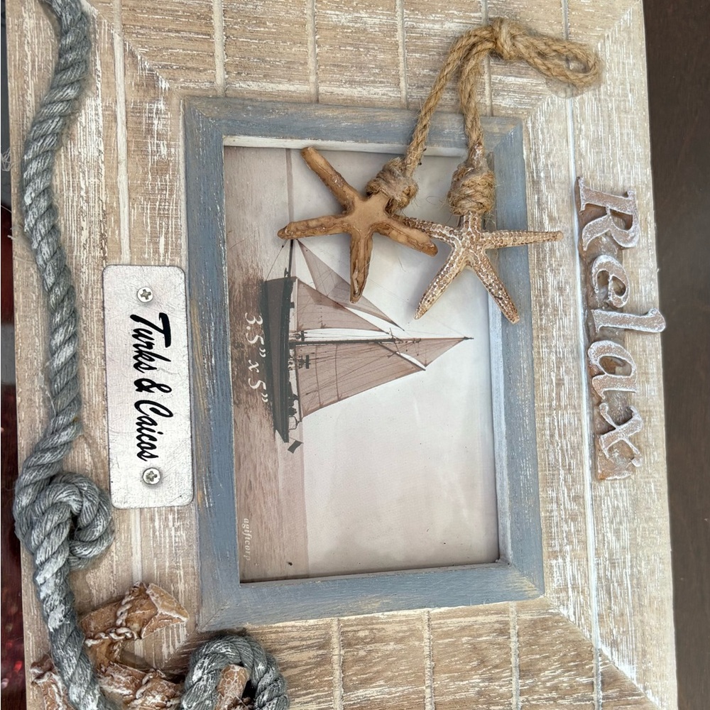 Turks and Caicos Nautical Photo Frame - Brown and Cream